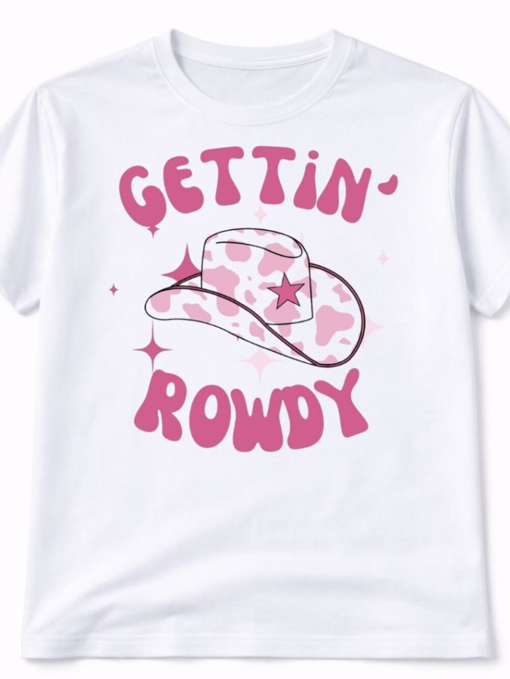 Gettin Rowdy Western Graphic T Shirt Trendy Boutique Style Tee Womens White Tops